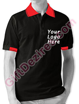 Black Color Polo T Shirts With Company Logo